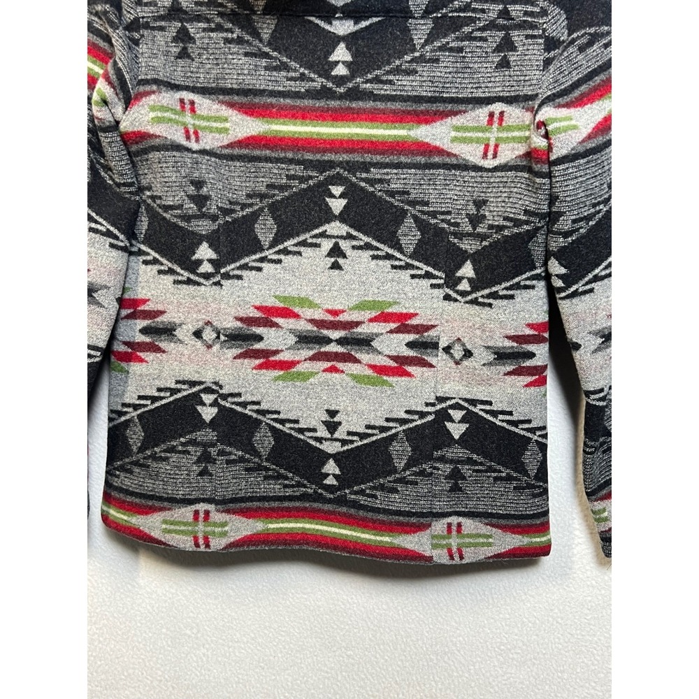 Pendleton Womens Wool Hooded Jacket Southwestern Aztec Zip Up M Grey Black Red - Picture 11 of 13